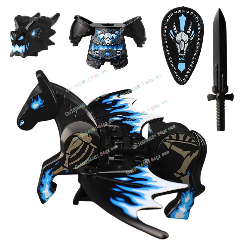 QQ04-666 War Horse Mounts MOC Dragon Knight Action Figure Building Blocks Accessories Creative Models Kids Toys Birthday Gifts