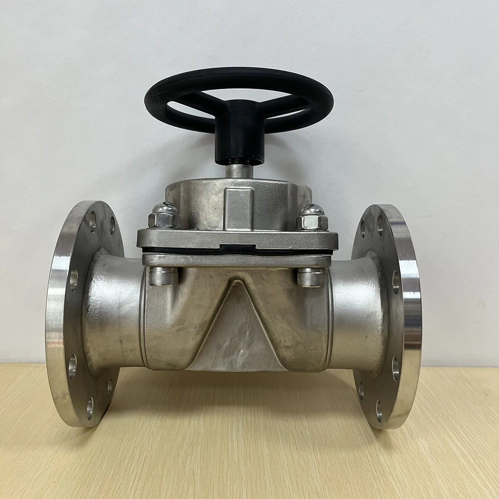 SS304 manual handle flange ptfe diaphragm valve 0-10bar