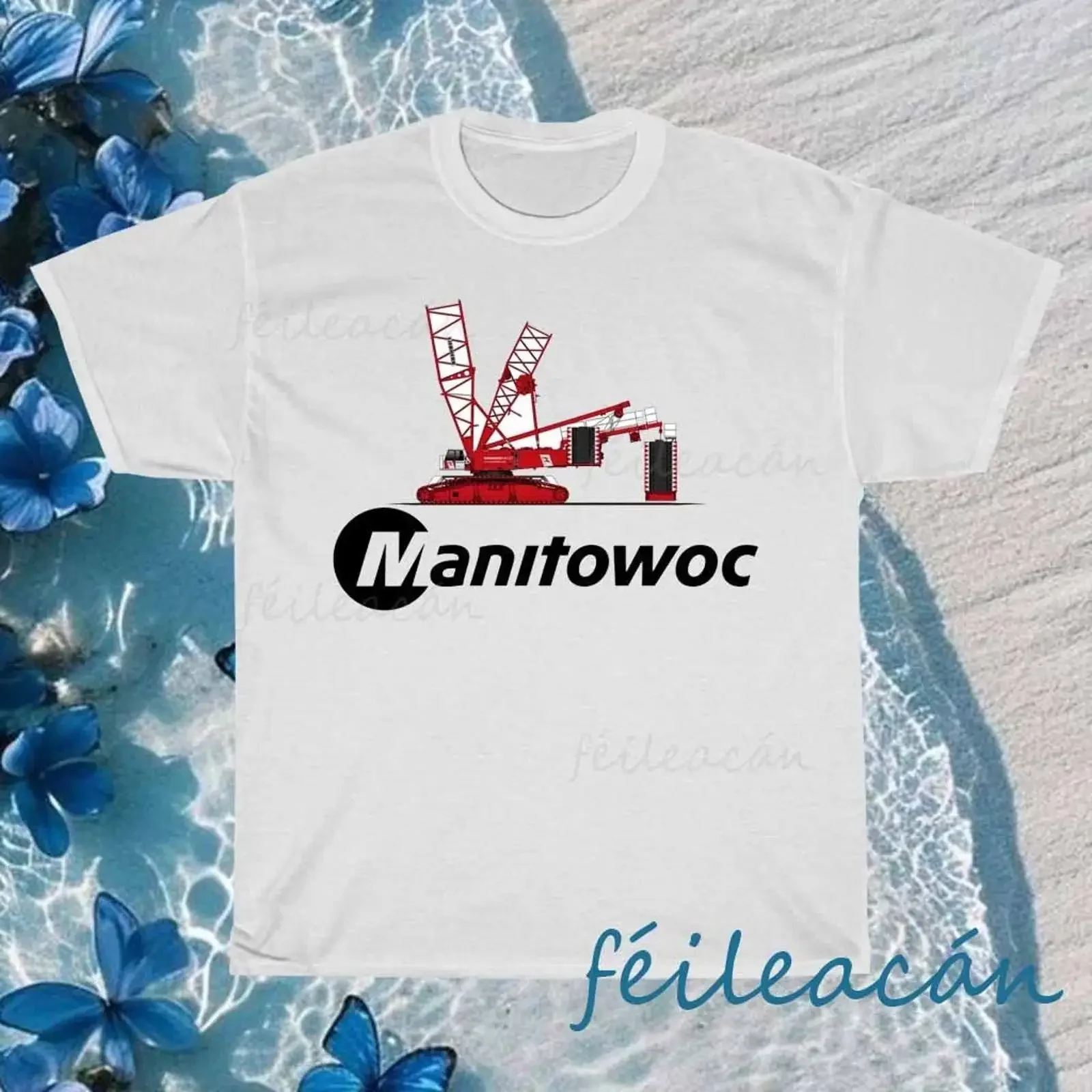 Camiseta com logotipo engraçado Manitowoc Construction Cranes, tamanho S a 5XL, vintage, lavada, versátil, roupas de designer, moda casual masculina