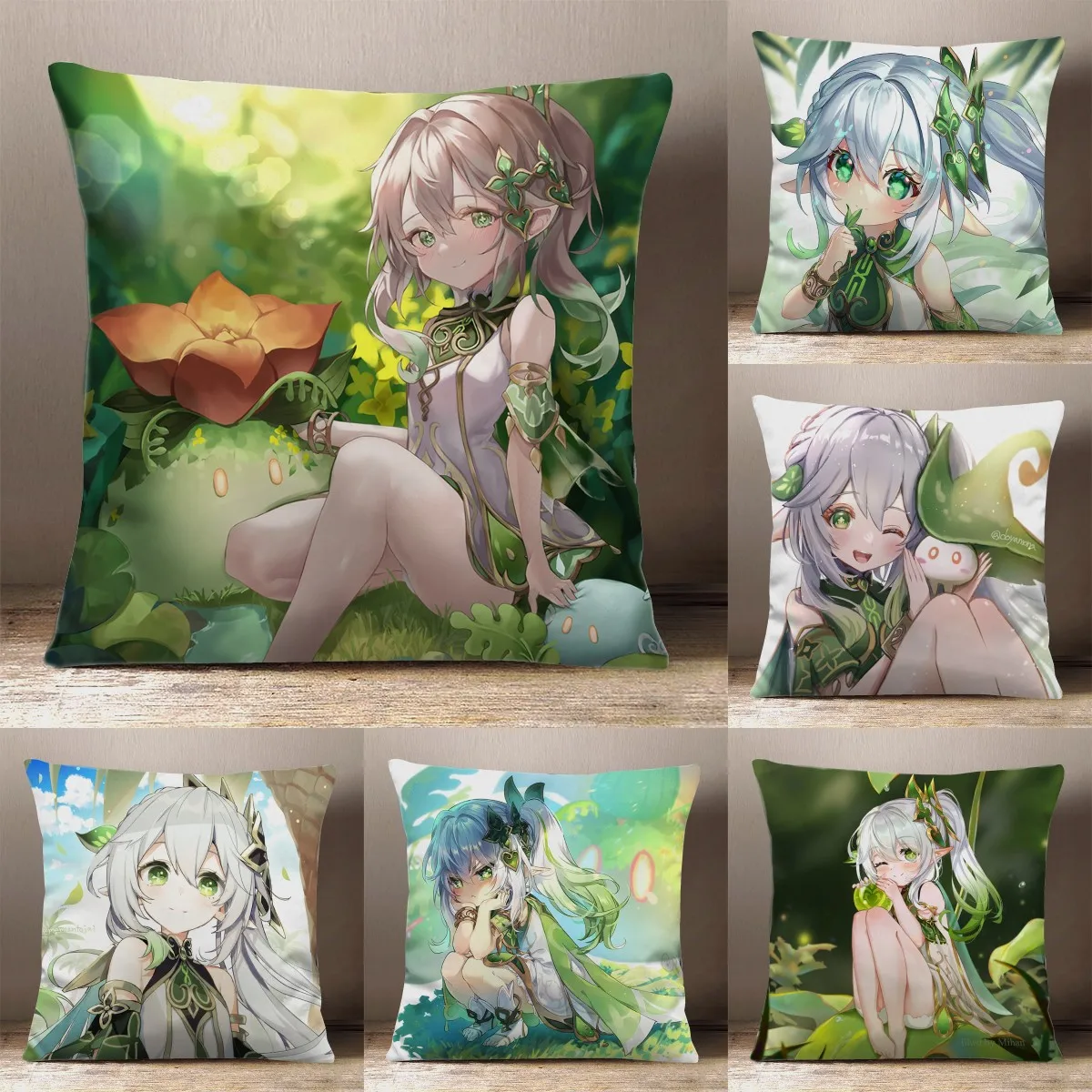 Anime Nahida Lesser Lord Kusanali Cosplay Square Throw Pillow Dakimakura Dakimakura Cartoon Back Cushion Gifts