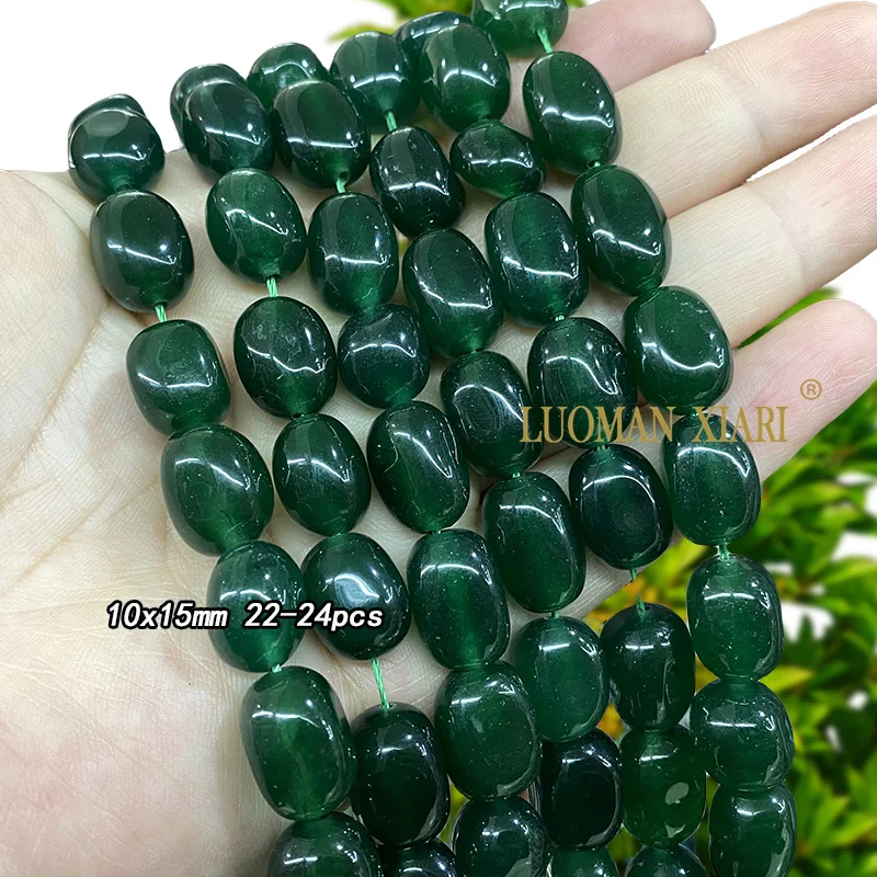 6-10mm Natural Chalcedony Dark Green Emerald Color Stone Irregular Loose Spacer Bead for Jewelry Making Diy Bracelet Accessories