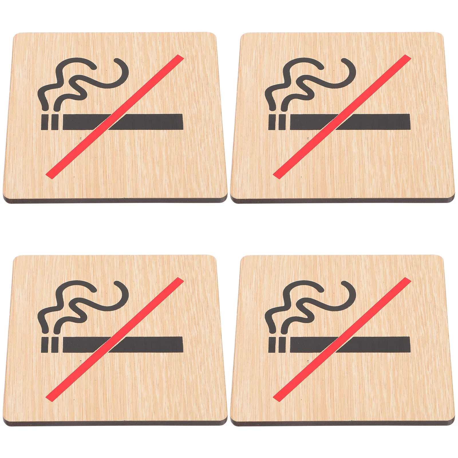 

4Pcs No Smoking Reminder Signs Solid Wood Construction Easy Clean with Water Or Cloth No Smoking Doorplate for Hotels