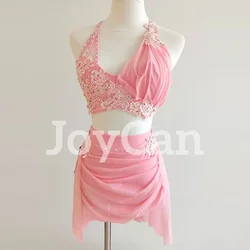 JoyCan Lyrical Dance Dress Pink Jazz Dance Costume Pole Dancing Clothes Girl Performance Training JC237