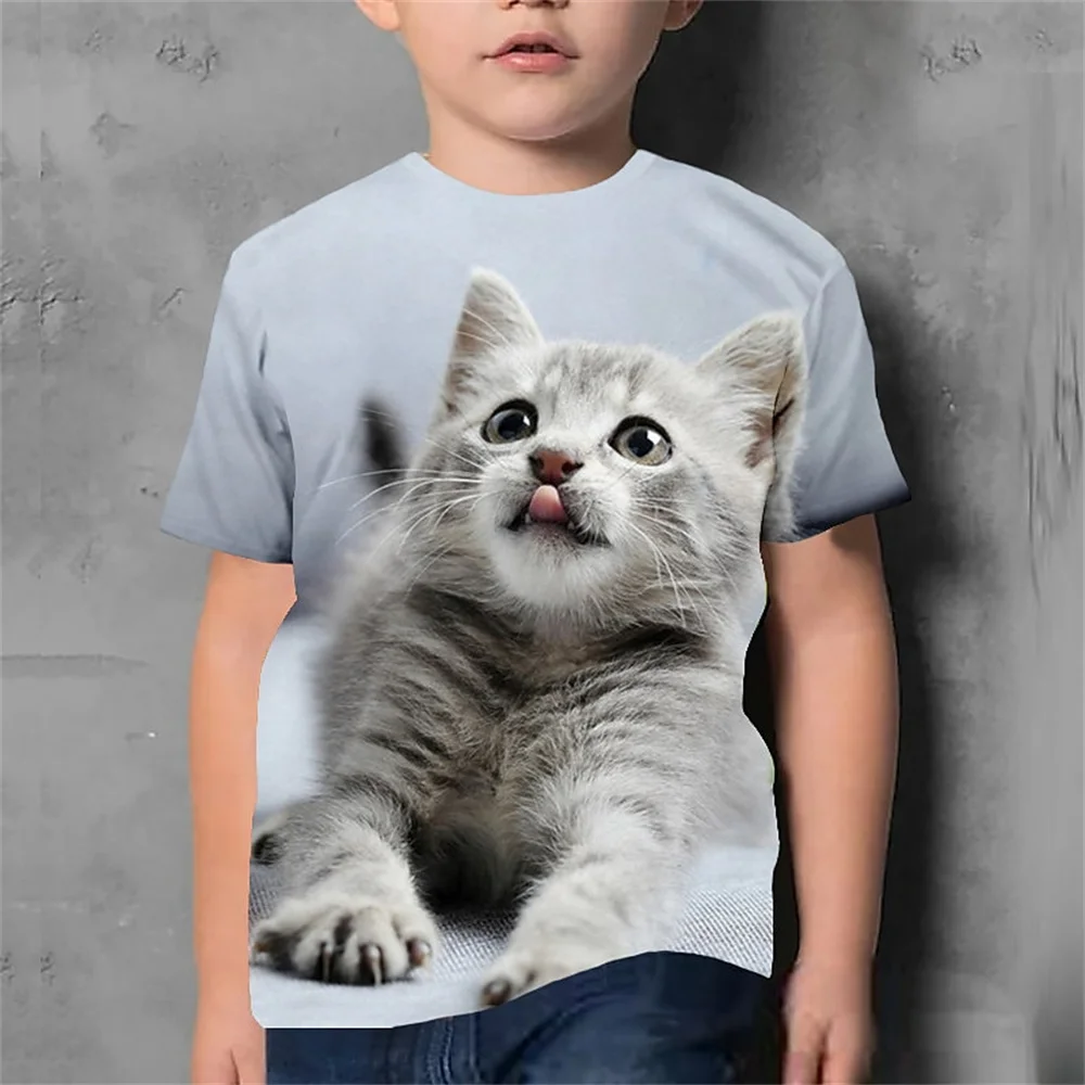 Cute Cartoon Cat 3d Print Boy Birthday Clothes Retro Summer Boy T Shirts Kids T Shirt For Boys Short Sleeve Top Tee