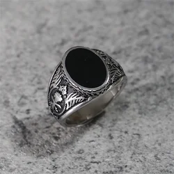 Classic Black Glue Circle Rings 316L Stainless Steel Crown Accessories Womens Gift For You Vintage Men Ring Punk Coconut Jewelry