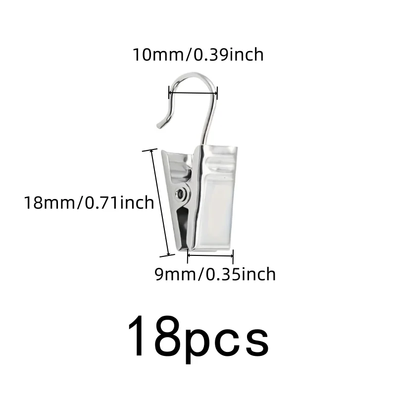 18 pcs Silver Metal Drapery Pins for Balcony Door Drapery, Strong Secure Grip, Silver Open-End Design