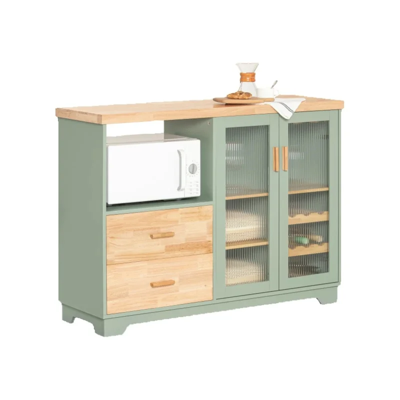SoBuy FSB81 Buffet Sideboard mit 2 Glastüren Küchenschrank Kommode Schrank Flurschrank Beistellschrank Mikrowellenschrank