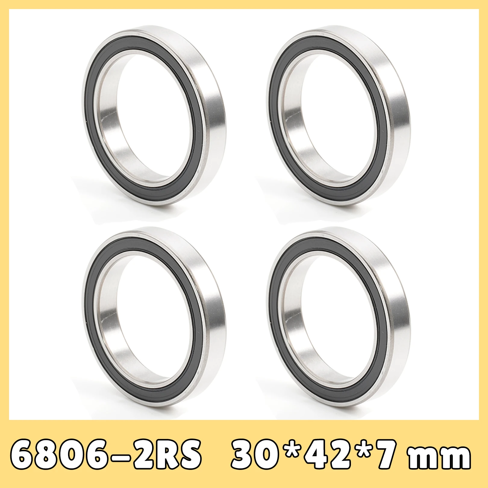 4Pcs 6806-2RS Ball Bearing 30*42*7 mm ABEC-3 C2 Chrome Steel Double Sealed 6806RS Bicycle Bearings Bicycle BB30 Bracket Bottom