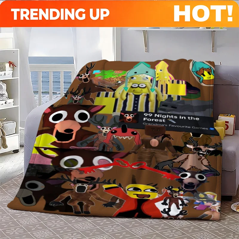 Customize 99 Nights in the Forest Character Collage Art Pattern Digital Print Flannel Blanket - 100% Polyester Flannel Digital P