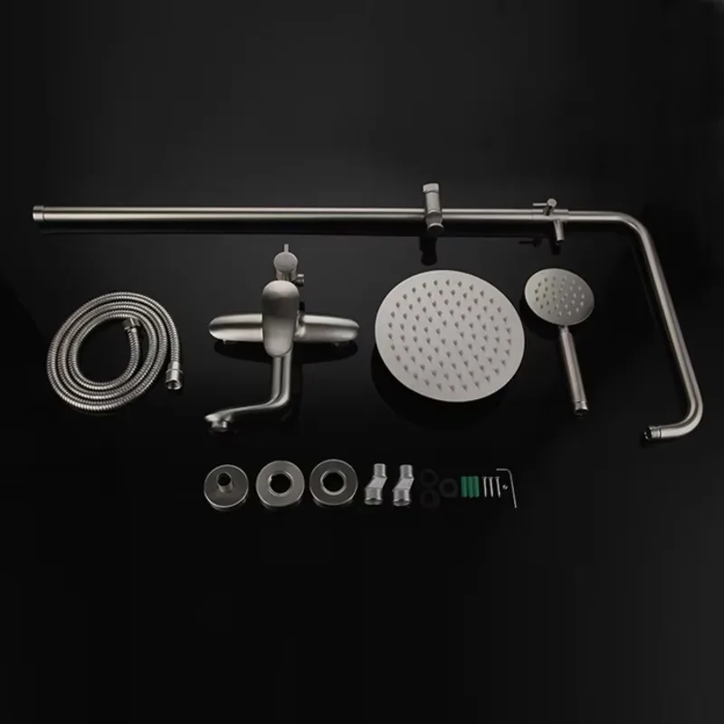 Luxury Wall Mounted Stainless Steel Bathroom Shower Faucet Set view 2