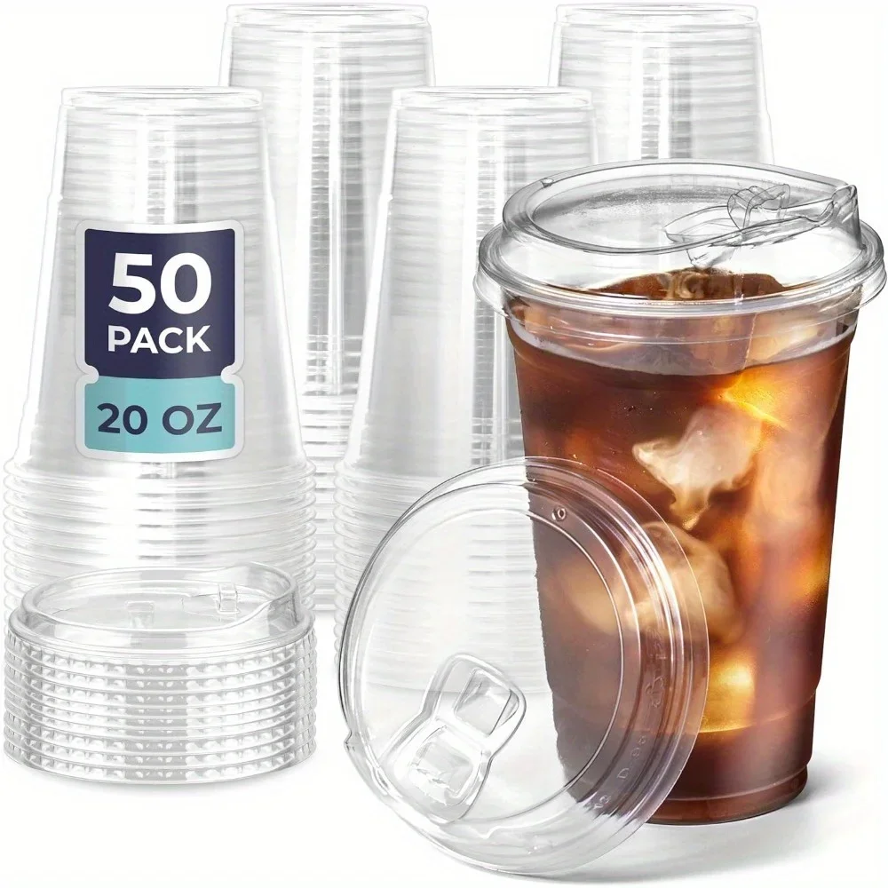 12/16/20 oz transparent plastic cup without straw cap, disposable plastic coffee cup, party drink, bubble tea, cold drink