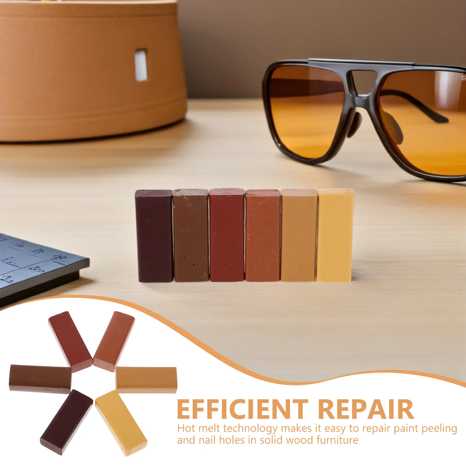 6 قطعة إصلاح الأثاث الشمع الطباشير قسط الخشب إصلاح العصي للخدوش الخدوش مسمار ثقوب الأرضيات الخشبية خزائن الجداول الأبواب