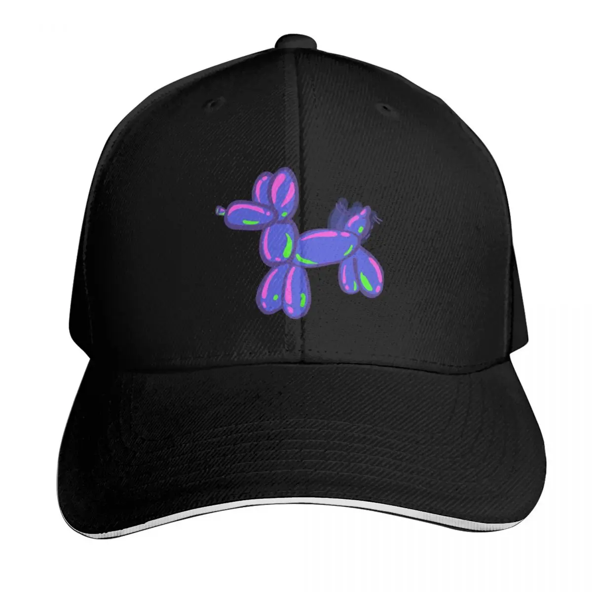 Balloon Animal Purple Blue Green Dog Cartoon Baseball Cap Vintage Retro Embroidered Lightweight Packable Gift for Him Her