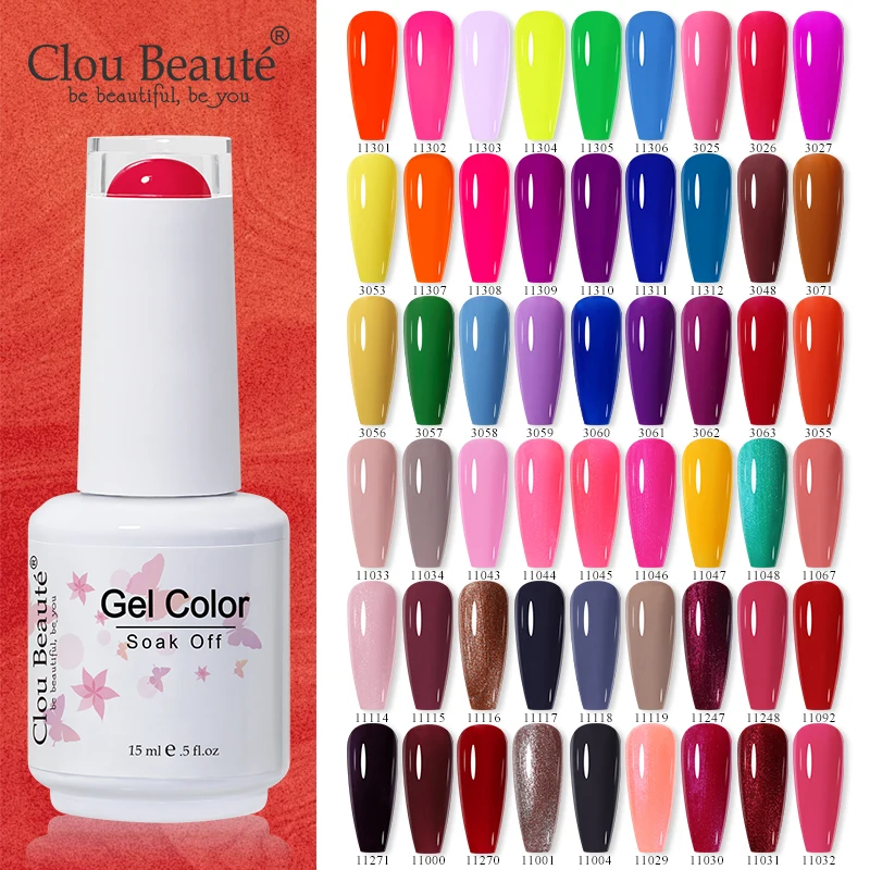 Clou Beaute 404 Kleuren 15Ml Nagelgellak Allemaal Voor Manicure Vernissen Weken Van Nail Art Uv Led Base Super Top Matte Coat Gel