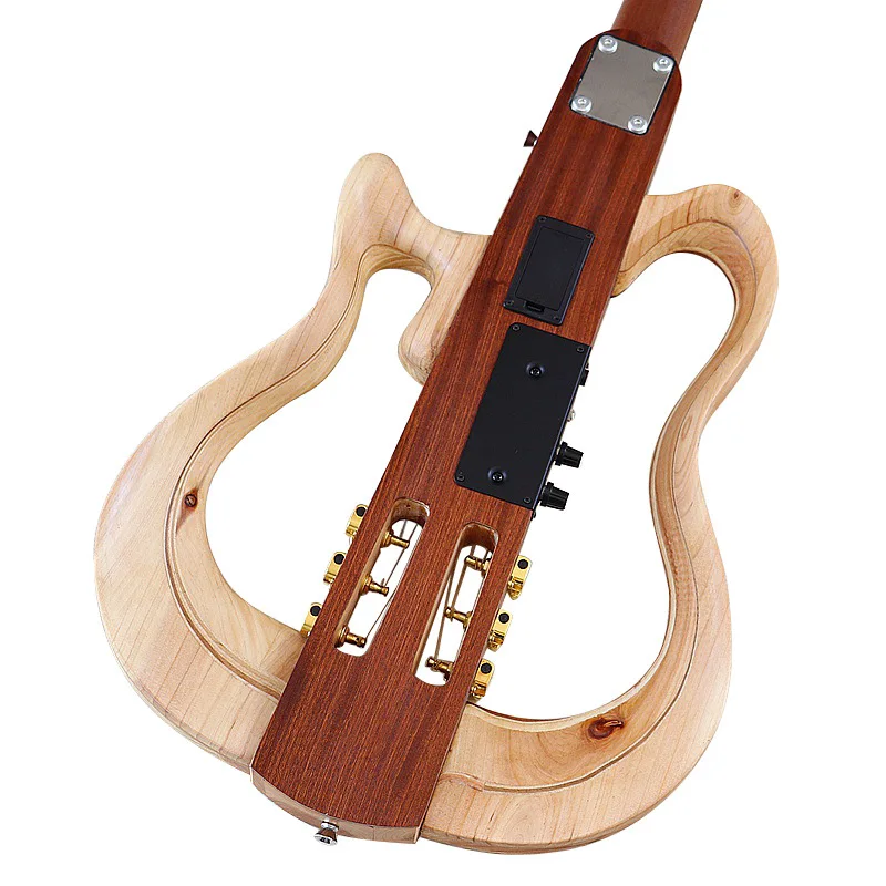 39-Inch 6-String Headless Foldable Folk Guitar Gloss Matt  Portable Detachable Travel Guitar Featuring Maple Ebony