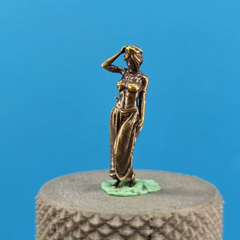 Metal Brass Long-haired Beautiful Girl Action Figures Personality Miniature Ornament Accessories Micro-scene Photography Props