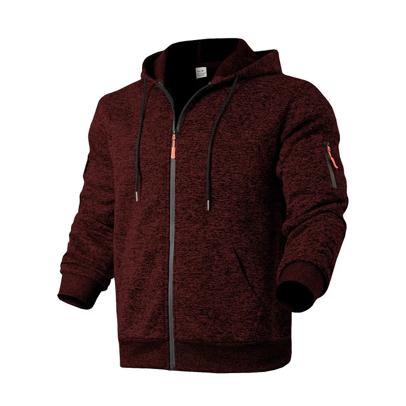 Amerikanischer Herren-Sweater aus schwerem Samt, Retro-Stil, mit kationischen Taschen, Kapuze und Reißverschluss, trendiger Sportpullover für Männer – Detail 15