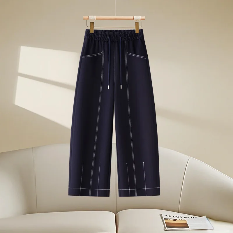 

Fashion Wide-Leg Pants for Women, Autumn High-Waist Draped Straight-Leg Petite Korean Style Casual Versatile Pants