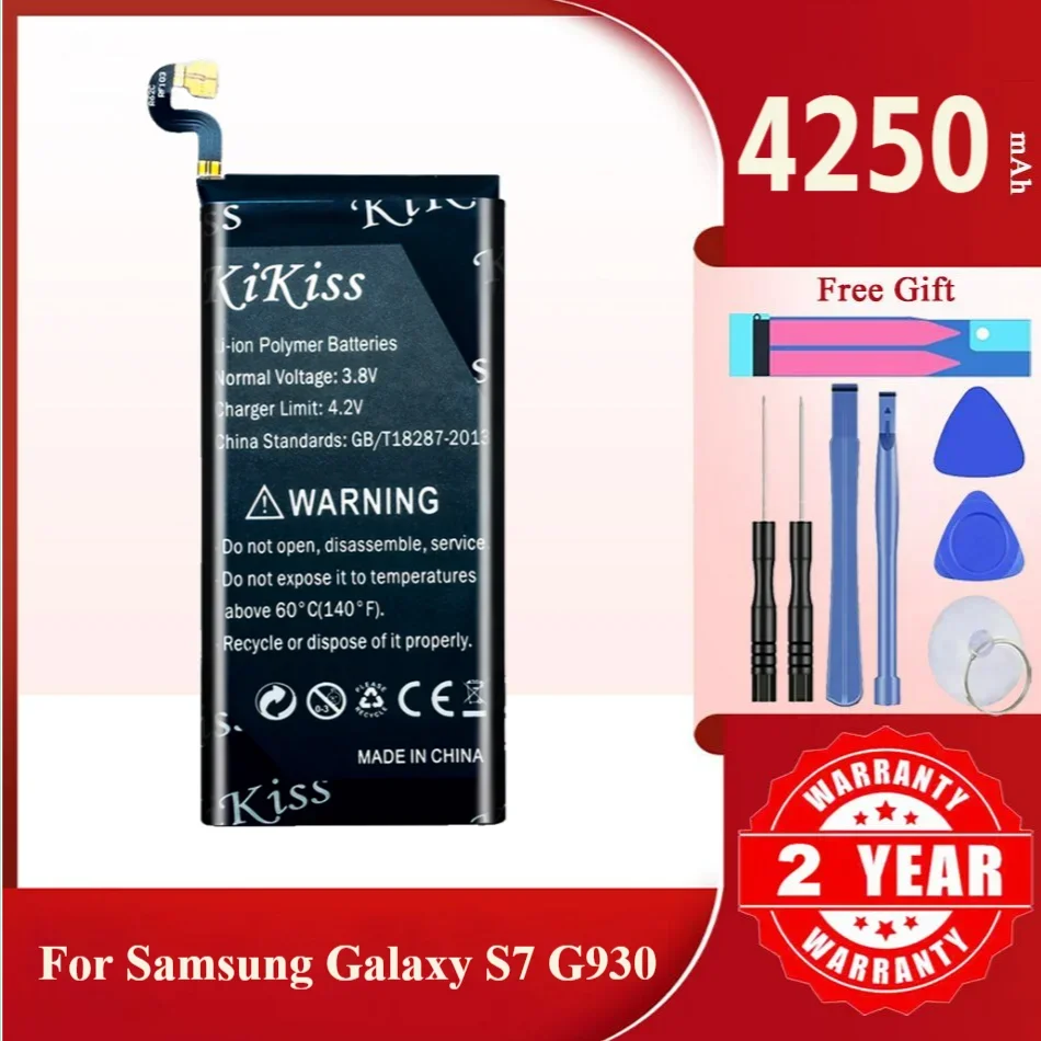 KiKiss Battery For Samsung GALAXY S7 G930 G930F SM-G9300,EB-BG930ABE,4250mAh