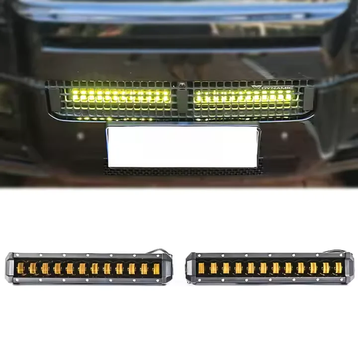 2020-2024 For Defender 90/110/130 Front Bumper Grille LED Light Stainless Steel Protection Decoration New Yellow
