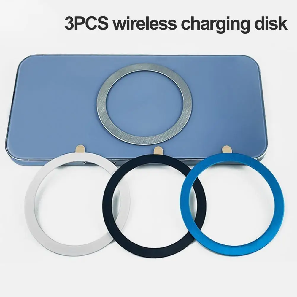 3Pcs Stainless Steel Magnetic Rings Universal Metal Magnetic Conversion Kit Fast & Easy Wireless Charging Magnetic Mount Ring Ph