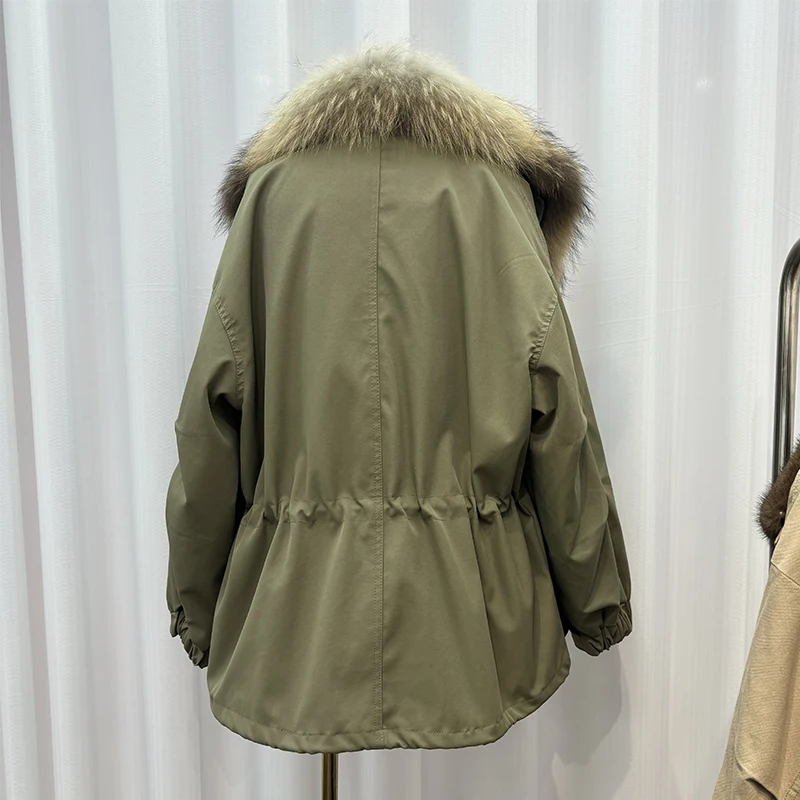Hot Sale Women Removable Big Real Raccoon Fur Collar Parka Warm 90% Goose Down Jacket Loose Thick Windproof Parka Coats