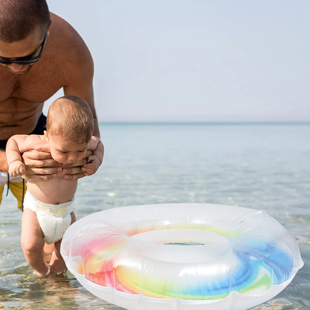 قوس قزح السباحة نفخ الصيف طوافة بلاستيكية للسباحة لحمام السباحة الشاطئ في الهواء الطلق متعة رشاقته السلامة تعويم الدائري الاطفال الكبار المحمولة البلاستيكية #1