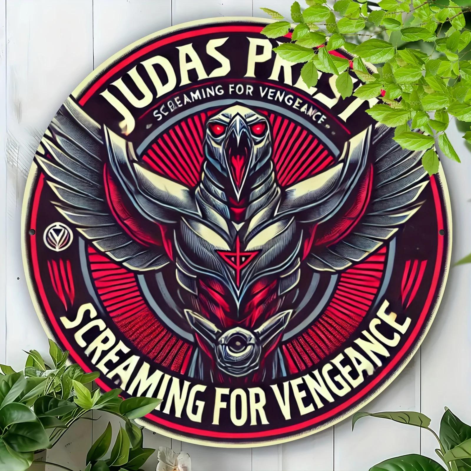 Judas Priest 20,3 x 20,3 cm rundes Metallschild – robuste Aluminium-Wandkunst für Heim- und Bürodekoration, perfektes Geschenk für Musikliebhaber, ideal für