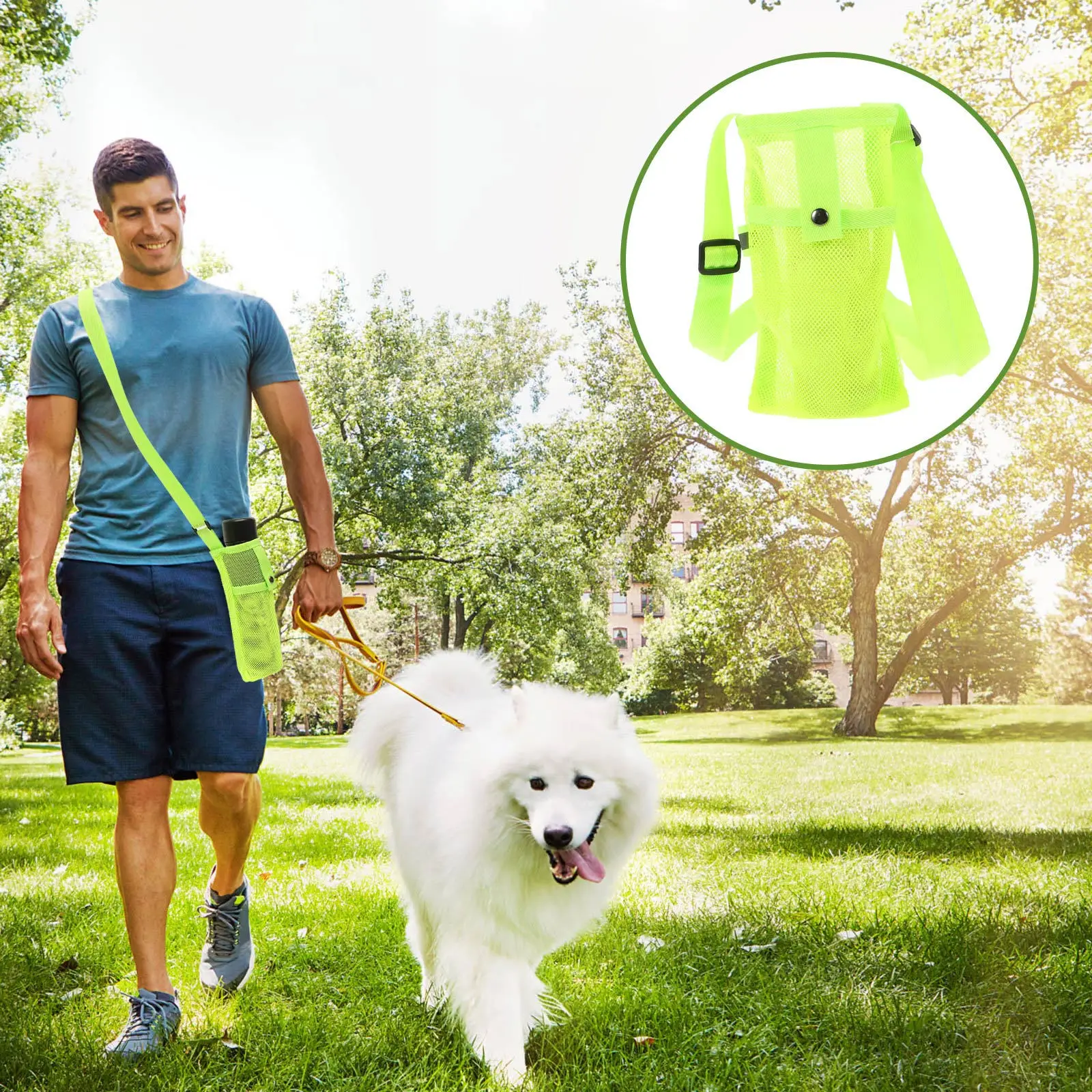 

Water Bottle Protection Bag Mesh Design Portable Hanging Strap Lightweight Wear-Resistant Outdoor Camping Bottle Sleeve