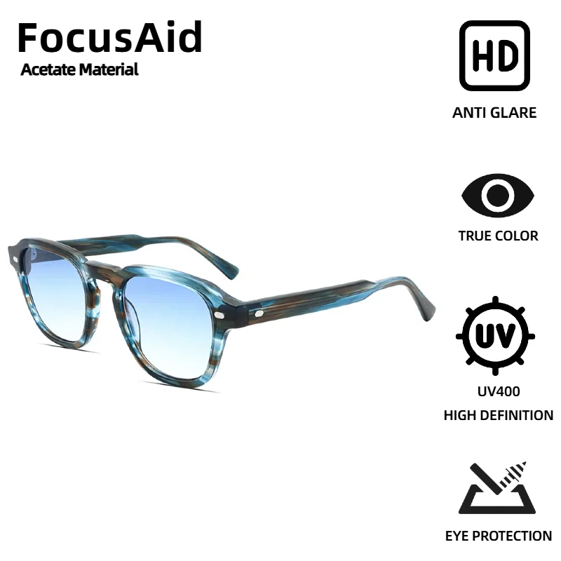

FocusAid New Square Retro Personality Design Women's Sunglasses Men's Trendy Hip-Hop Acetate Sunglasses UV400 Oculos De Sol
