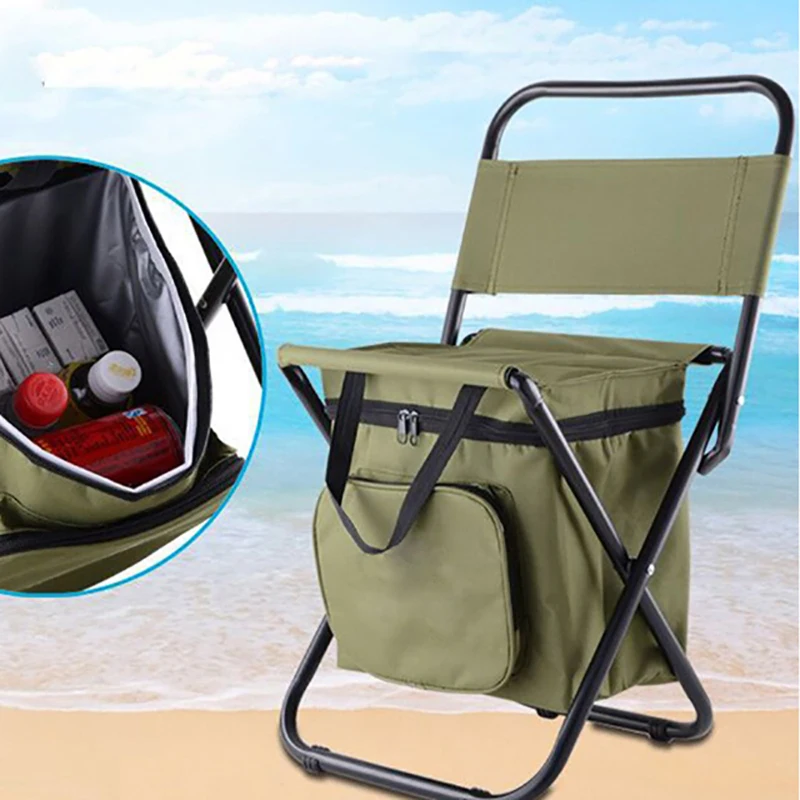 Fishing Chair with 10L Cooler Bag Compact Backpack Fishing Stool Foldable Camping Chair Portable Lightweight Stool