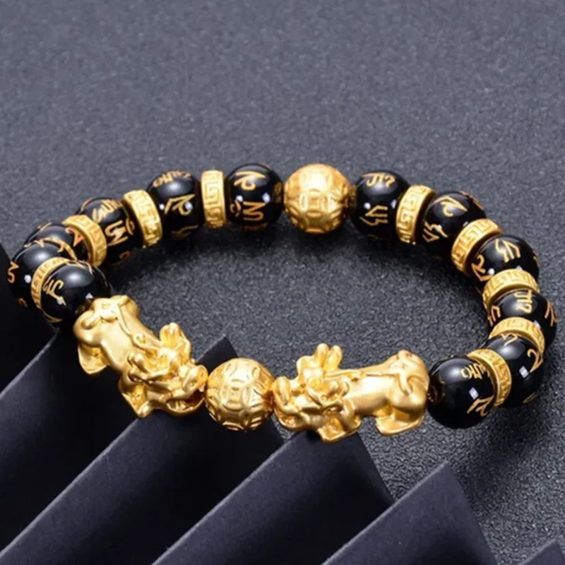 

Double Pixiu Feng Shui Gift Obsidian Bracelet for men and women Handmade good Lucky Amulet Jewellery