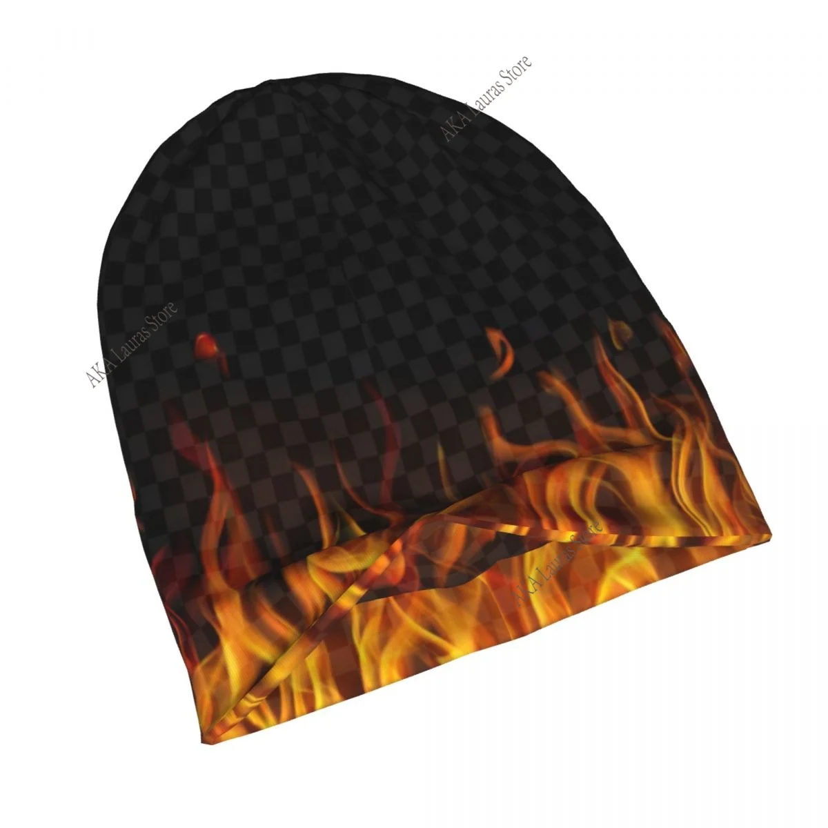 Orange Flames Fire Autumn Female Warm Beanies Double Used Outdoor Bonnet Hats