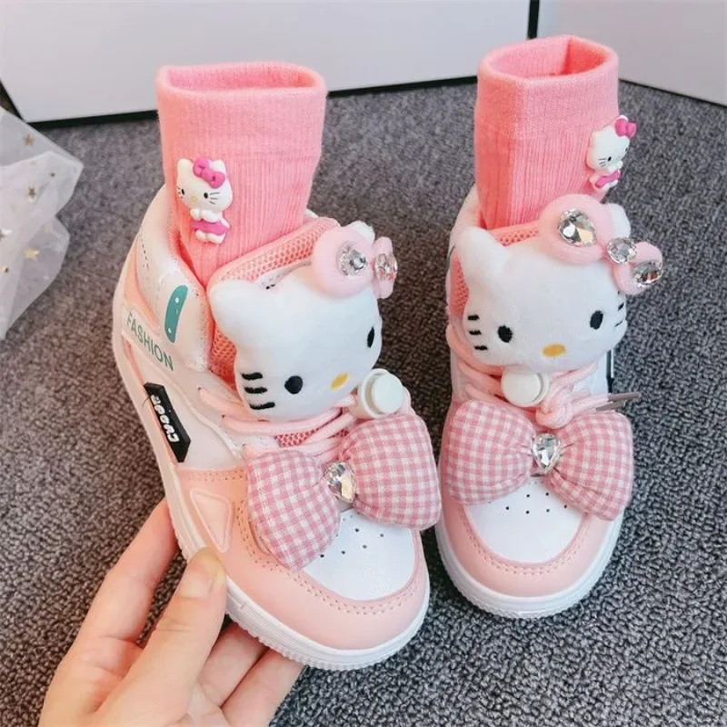 Sanrioed Cartoon My Melody Cinnamoroll HelloKittys Cute Children High Top Sneakers Kawaii Outdoor Sport scarpe da corsa regalo per bambini