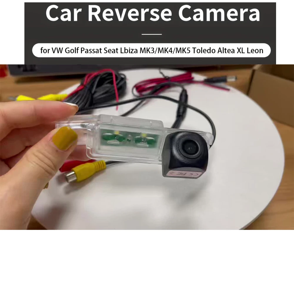 HD Vehicle Reverse Backup Camera for V-w Golf 6/7 Passat CC B7/B8 Beetle Lamando T-Roc, Night Vision, No Battery Required
