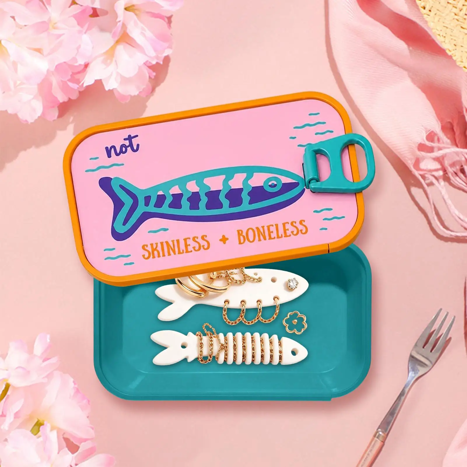 Unique Sardine Can Jewelry Box Easy Open Lid Necklace Earring Storage Case Practical Household Organizer Portable Container