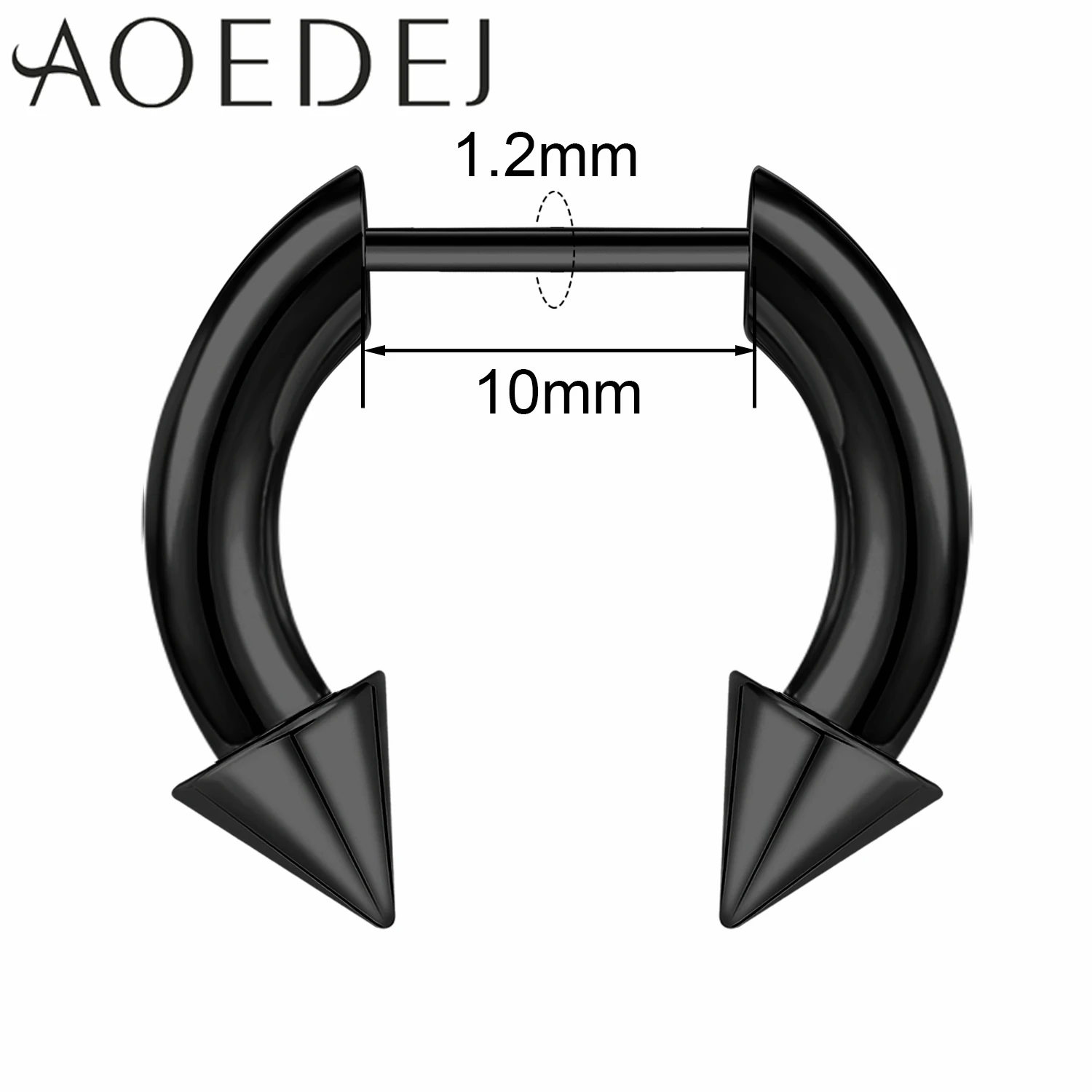 AOEDEJ 1 PC 16G Plug-In-Stil Edelstahl Nasenringe Damen Herren Septum Ring Spike Ox Horn Große Messgeräte Körperpiercings 8/10 MM