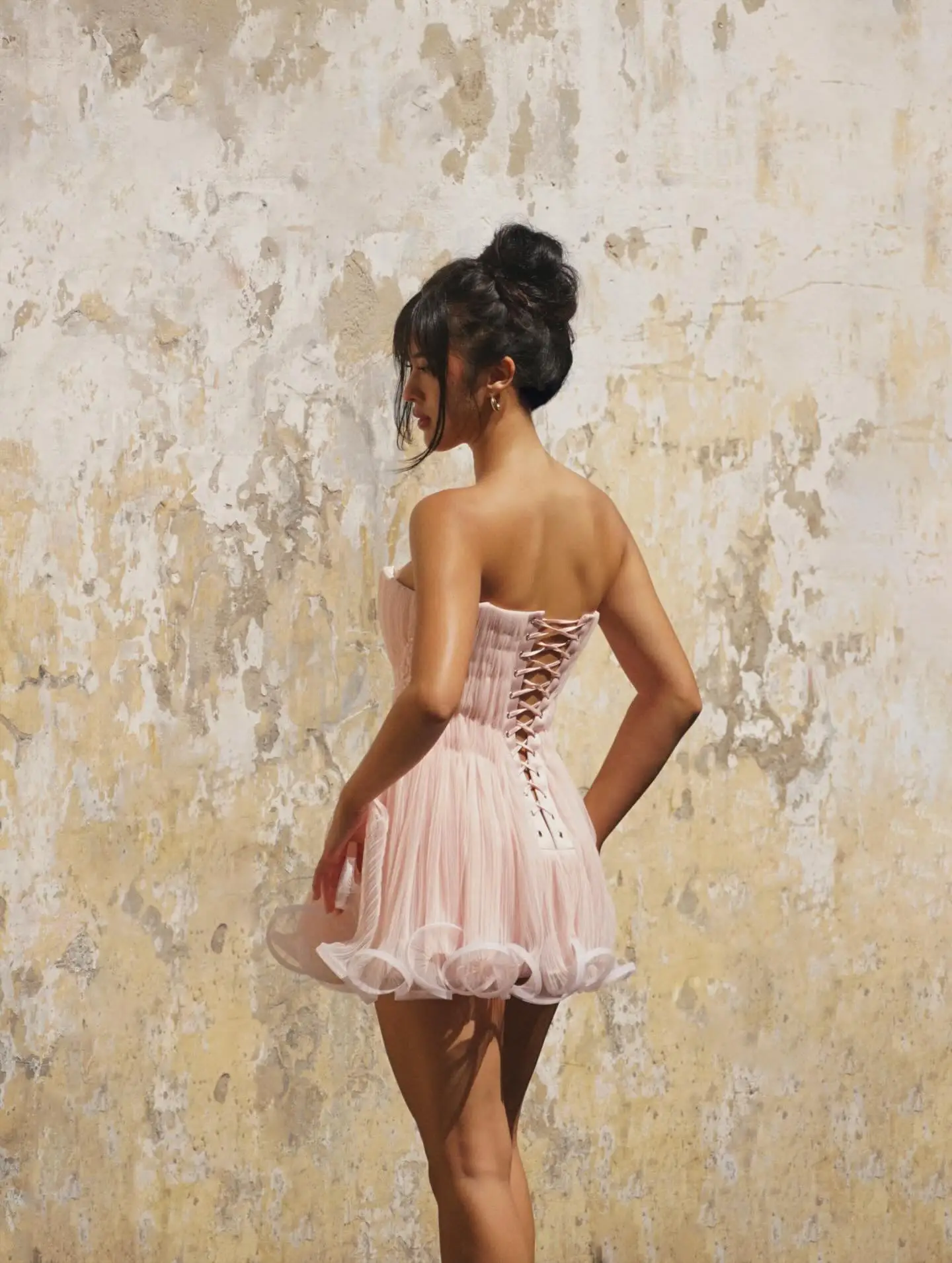 우아하고 로맨틱한 여성용 스트랩리스 미니 드레스, 플로럴 레이스 자수 핑크 누드 보헤미안 여름 파티 드레스, 2026년 핫세일