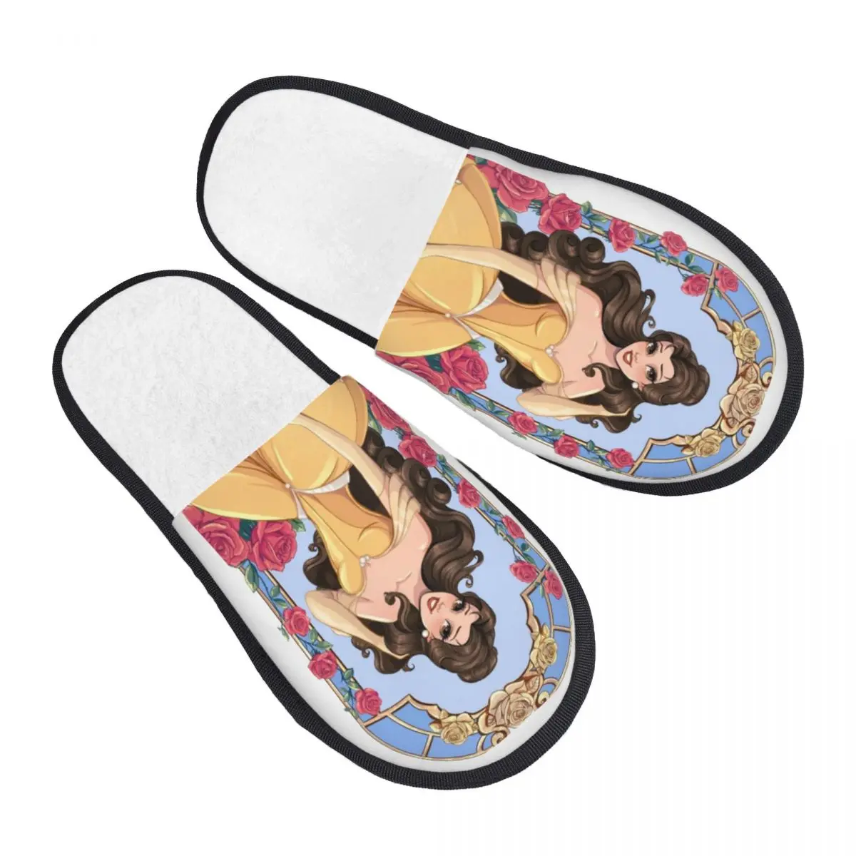 

Custom Beauty And The Beast Movie Soft Memory Foam House Slippers Women Comfy Warm Anti-Skid Slipper