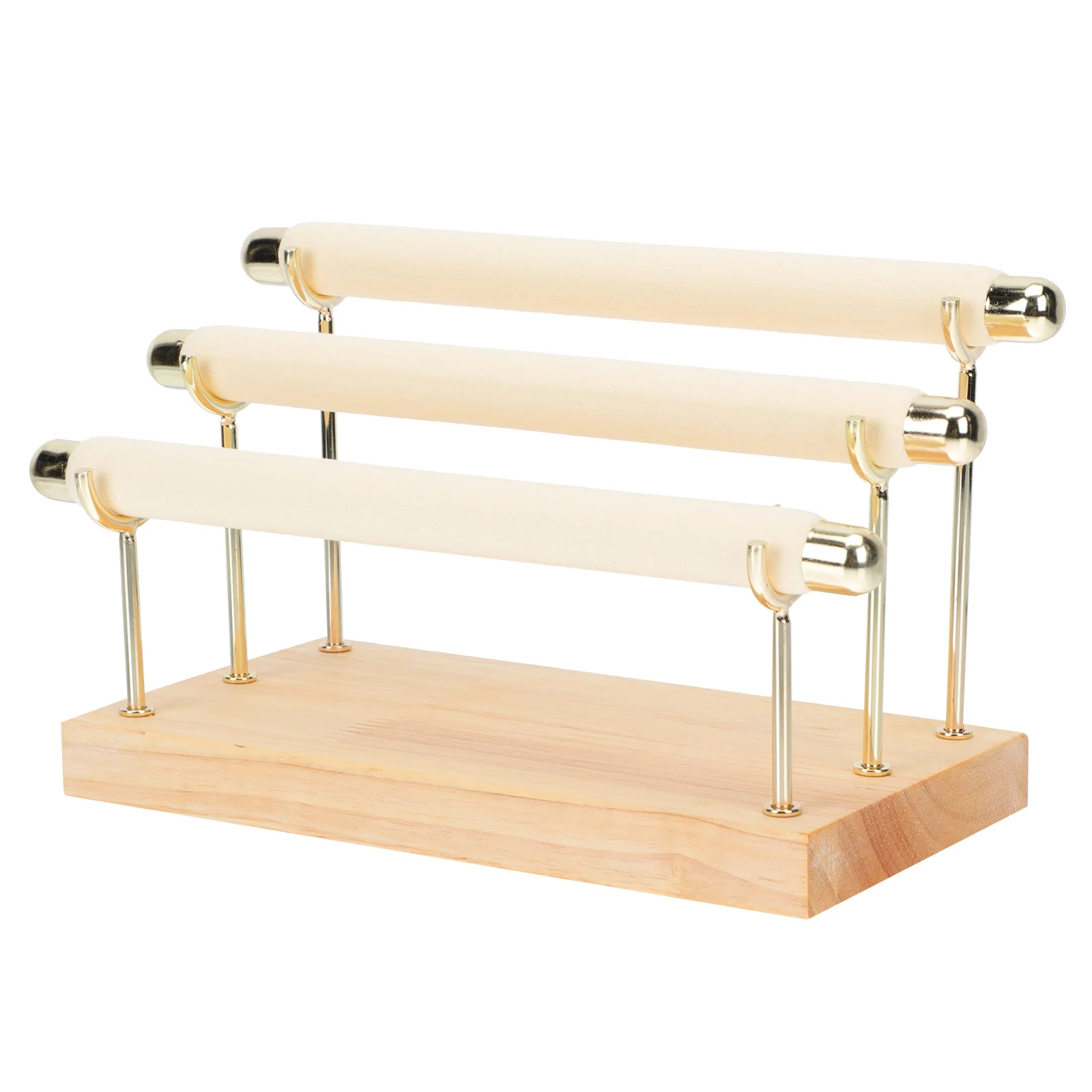 

1Pcs Beige Jewelry Rack Wooden Three Layer Detachable Rings Display Organizer for Home Bedroom Storage Ring Rack