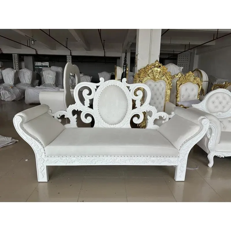 Deluxe European Style Embossed Gold Double Armrest Sofa Solid Sun Chair for Villa Wedding Hotel Decoration