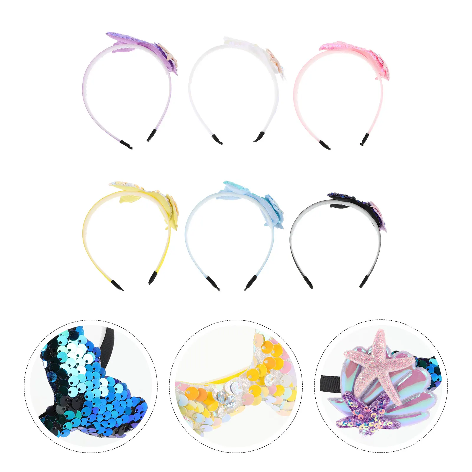 

6pcs Headbands Sequin Hair Accessories Sparkling Party Costume Cosplay Decoration Unique Fashionable