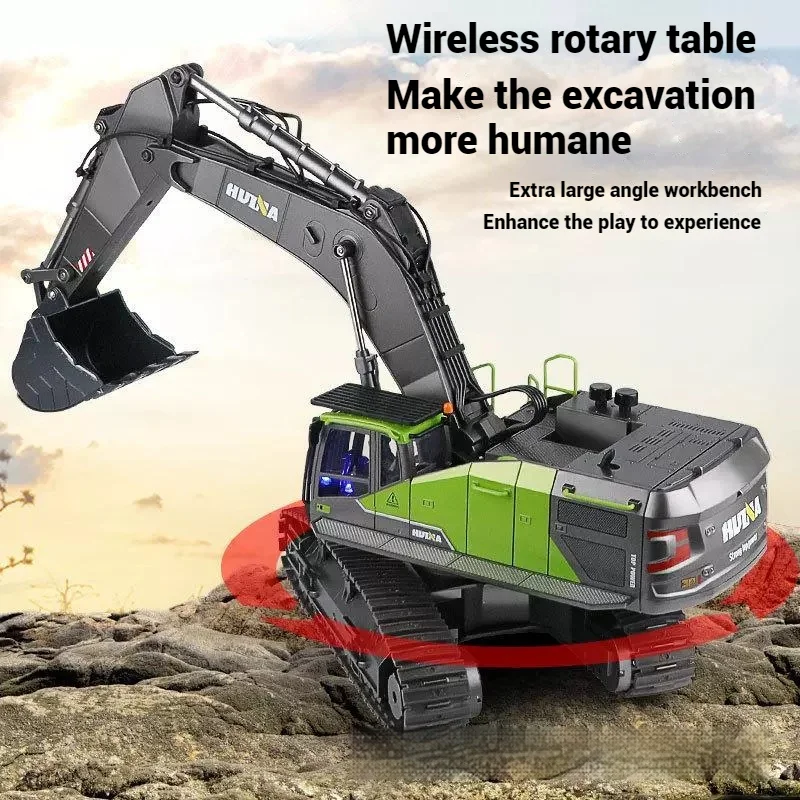 Huina 593 Large Alloy Excavator Remote Control Engineering Vehicle 22 Channels Sound And Light Simulation Model Toy for Children