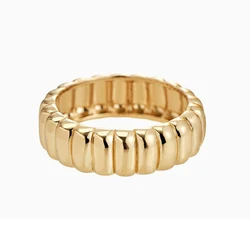 Trendy French Gold Plated Horn Wave Ring for Women Quality Stainless Steel Hot INS Weeding Ring Factory Price Whosale