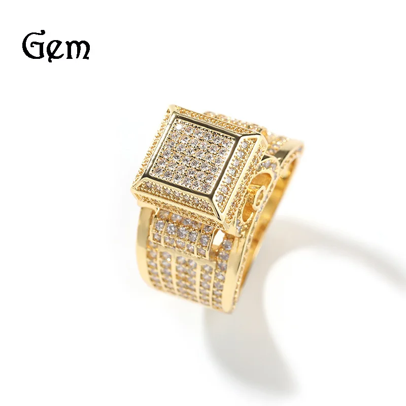 

Men's retro square studded ring Male niche design high-end Fashion couple ring accessories