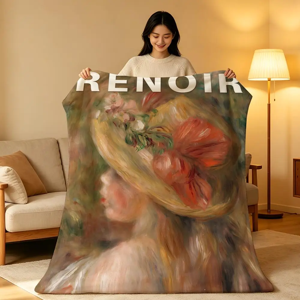 Artist Classic P-Pierre-Auguste Renoir Throw Soft Warm Flannel Blanket Lightweight for Sofa Bed Couch Travel Adults