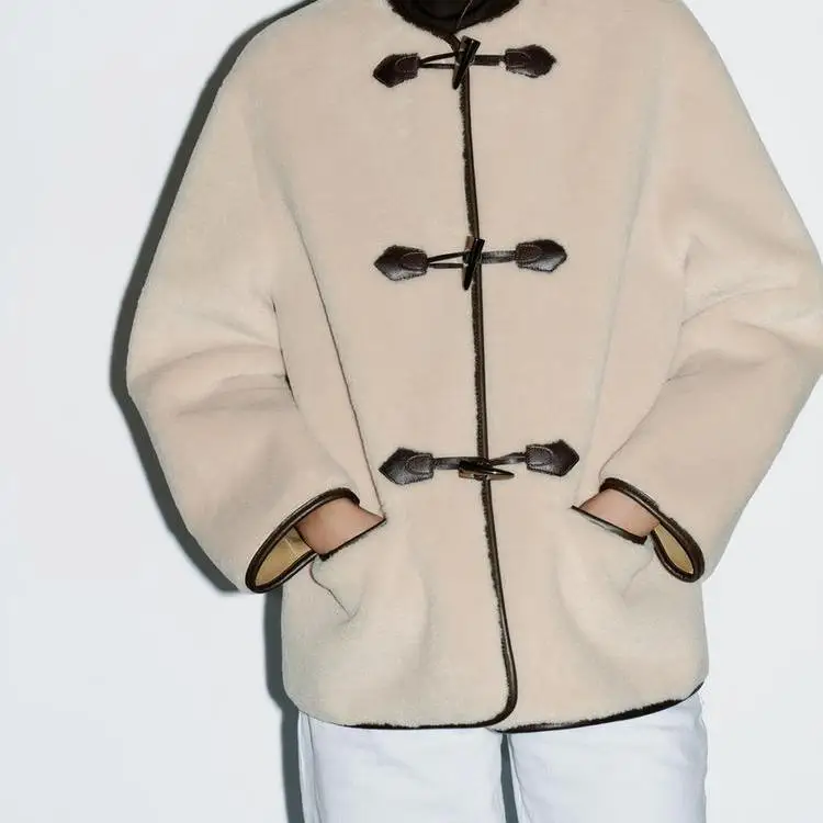 Herbst Winter Neue Ankunft frauen Mantel Gefälschte Pelz Wirkung Jaet Seil Knoten Dekoration Thiened Lange Sve Pendeln Sle