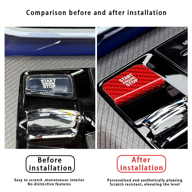 لسيارات BMW 5 Series i5 G60 2024-2025 محرك السيارة بدء زر التوقف ملصق الكسوة ألياف الكربون الحقيقية غطاء أزرار التشغيل بلمسة واحدة