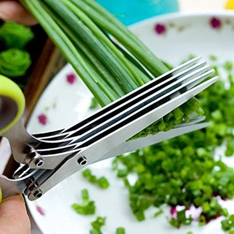 

Stainless Steel Vegetable Cutter Muti-Layers Kitchen Scissors Scallion Herb Laver Spices Cooking Tool Cut Kitchen Accessories