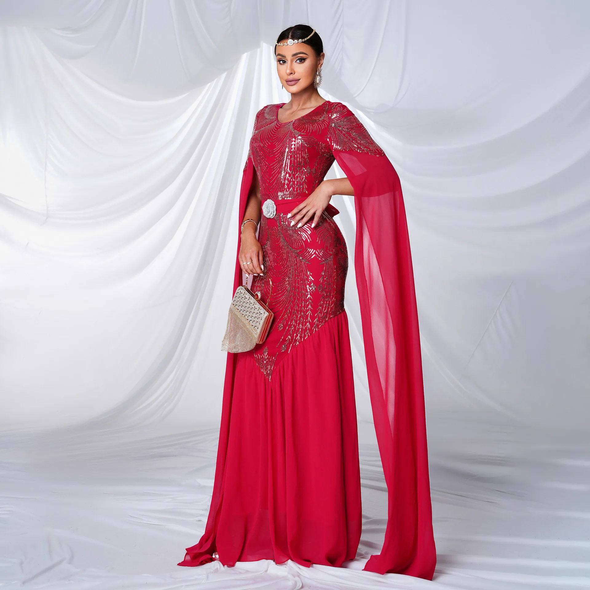 High Waist Fi Tail Evening Dr Damen Faion Commute Sle Gestricktes Polyesterkleid für Bankett, Geburtstag, Hochzeit